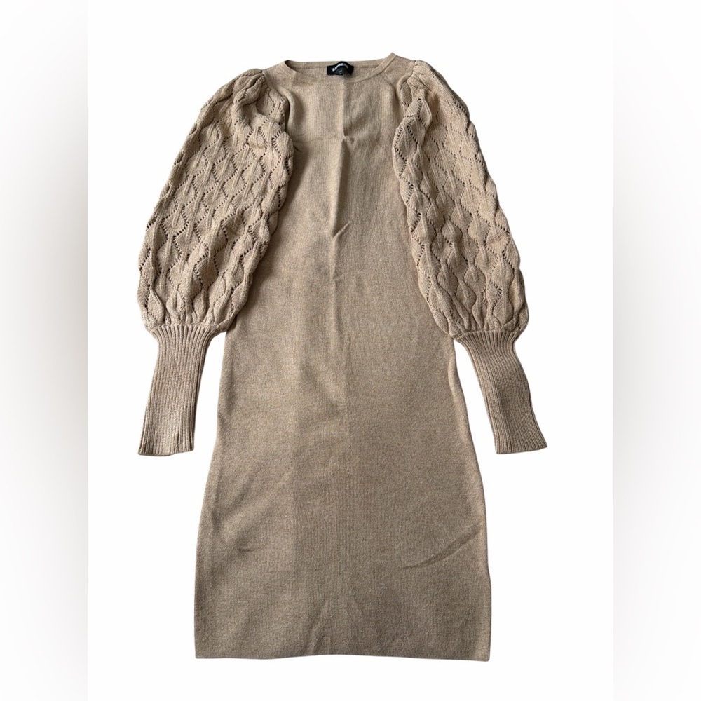 Express Beige Long Sleeve Knit Dress